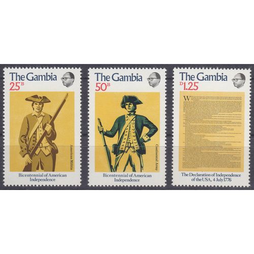 Gambia 1976 USA Bicentennial set. Scott #335-7. MNH