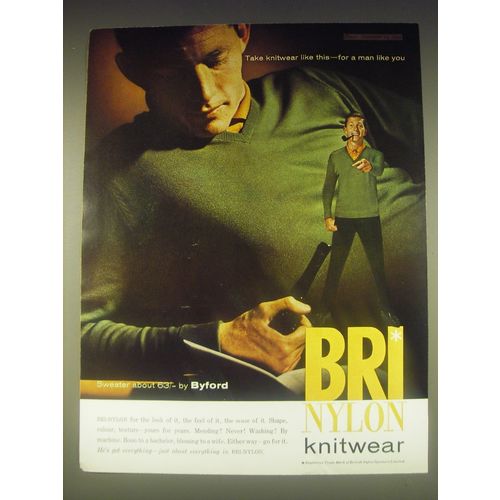 1962 BNS Bri-Nylon Sweater Ad - Take knitwear like this