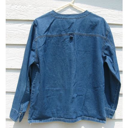Womens HAIKS L Large Blue Jean Blazer Jacket Long Sleeve 44 Inch Chest