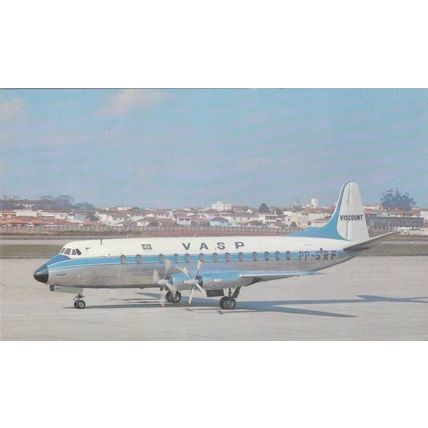 Vasp Vickers Viscount 827 400 Civil Aviation Postcard (A18701)