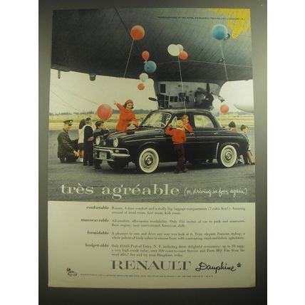 1958 Renault Dauphine Car Ad - Tres agreable (or, driving is fun again)