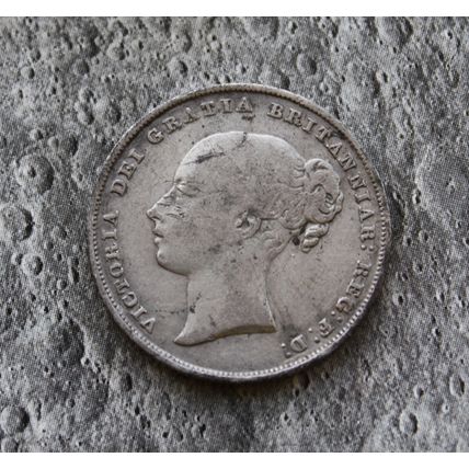 1853 Queen Victoria Silver 92.5% Young Head Shilling 1/- British English