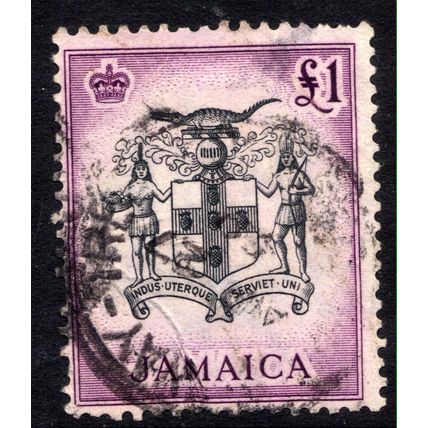 Jamaica 1956 - 58 QE2 ú1 Black & Purple used SG 174 ( D1292 )