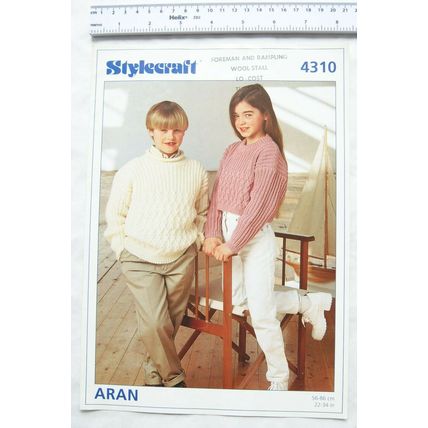 Vintage: Stylecraft 4310 sweaters, aran, 22-34 inch, 56-86 cm