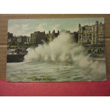 ROUGH SEAS, BRIGHTON, SUSSEX unused antique postcard by H & K =