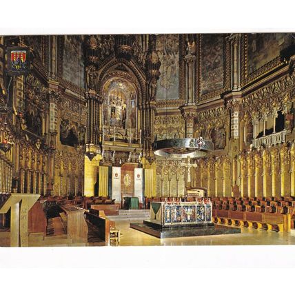 Montserrat Interior Basilica Spain Postcard unused crease