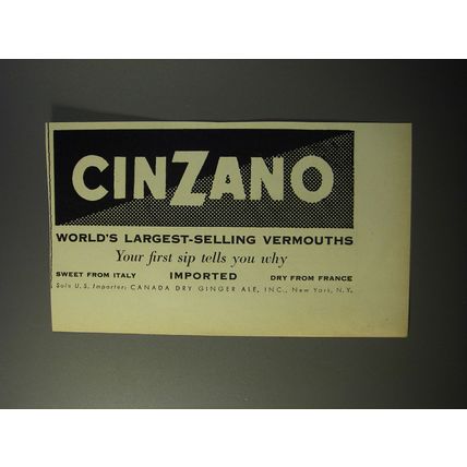 1953 Cinzano Vermouth Ad - World's largest-selling vermouths