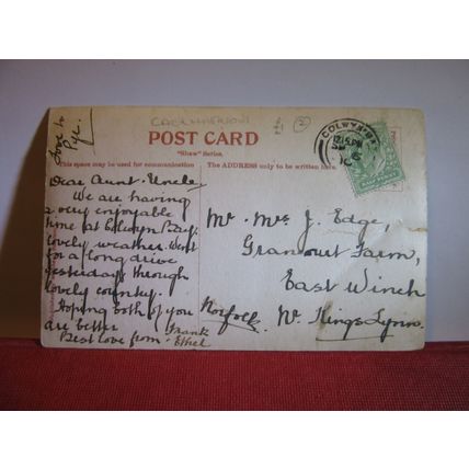 ABER RIVER AND BRIDGE, ABERGWYNGREGYN, WALES used antique postcard RP 1910 pm /