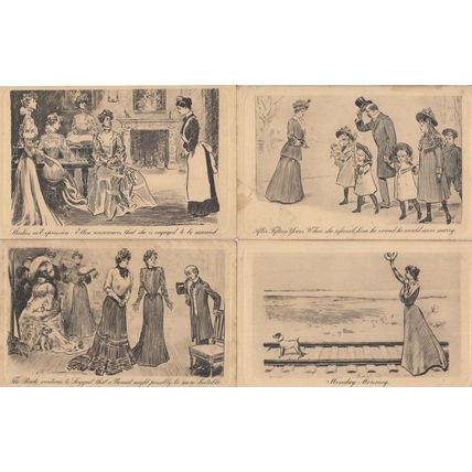 Edwardian French Maid Engagement Marriage Tailors 4x Old Postcard s