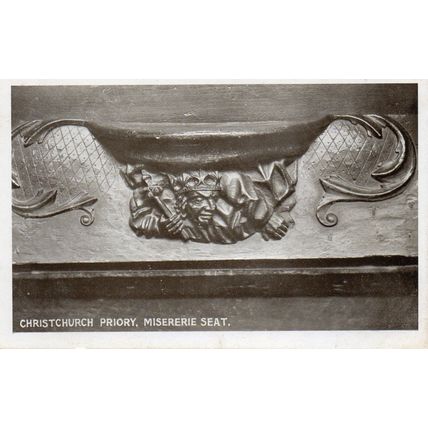 Christchurch Priory - Misererie Seat - Dorset - Original Postcard (HHH)