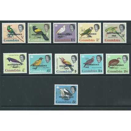 Gambia stamps sg215 birds range to 5/- sg 215 independence 1965