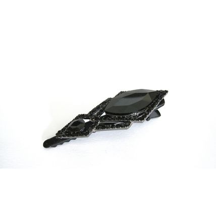 Medium black metal crystal diamond shaped hair pin alligator clip