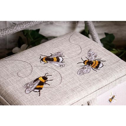 HobbyGift Medium Sewing Box (Embroidered) - Bee Design - High Quality Storage