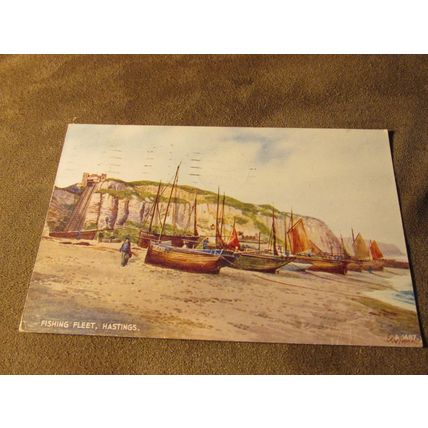 Valentines Postcard - Fishing Fleet Hastings, Sussex, Artist E.W Trick / A1487