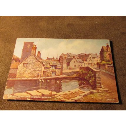 Valentines Postcard - Mill Pond Swanage, Dorset - Artist BFC Parr A1409