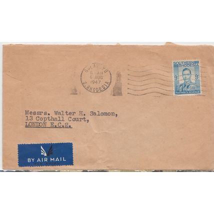SOUTHERN RHODESIA cover Bulawayo, 5 Aug. 1947 - SG # 48 - air mail to London