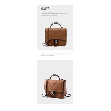 Women Genuine Leather Cute Tote Handbags Crossbody Bag with Long Strap Brown