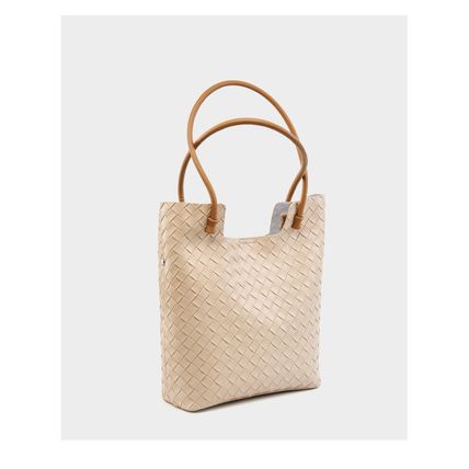 Women's Woven Bag Large Capacity Cowhide Handbag White