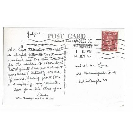 Windermere Lakes And Langdale Pikes, Cumbria, RP Postcard.