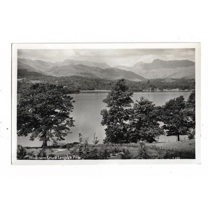 Windermere Lakes And Langdale Pikes, Cumbria, RP Postcard.