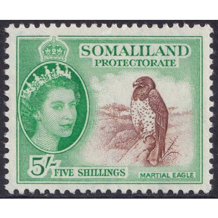Somaliland Protectorate QEII 1953-58 5s Red-Brown Emerald Eagle SG147 Mint MH