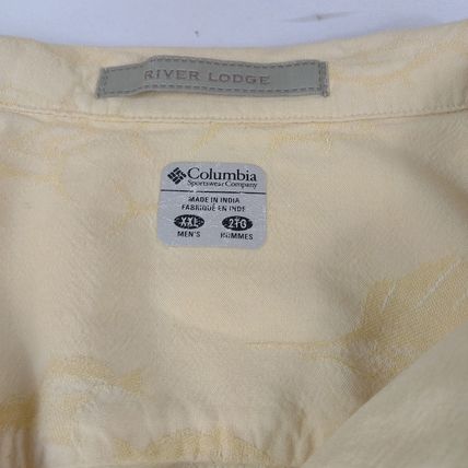 Columbia River Lodge Mens Short Sleeve Yellow "Fish" Shirt Sz XL
