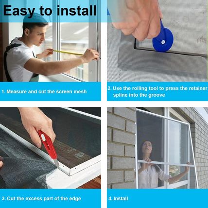 Window Screen Replacement, Window Screen Mesh, 48 in X 100 Ft DIY Adjustable Win