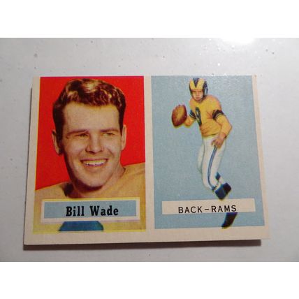 1957 Topps Football Card # 034 Bill Wade Very Good (3) Los Angeles Rams
