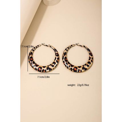 Brown Bold Leopard Ring Hoop Earrings