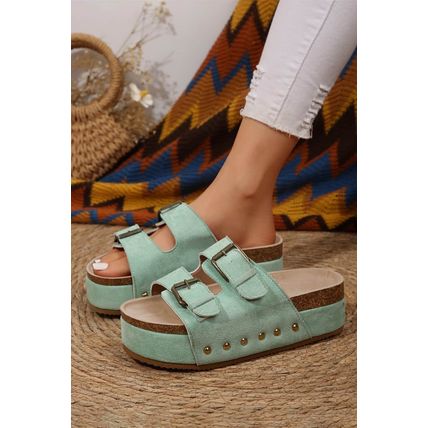 Suede Buckle Decor Footbed Sandal Slippers
