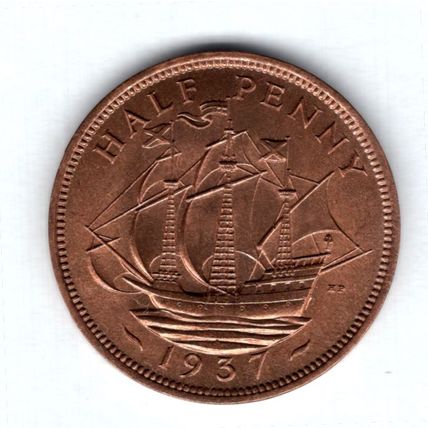 Great Britain. George VI. Halfpenny 1937. dy19039