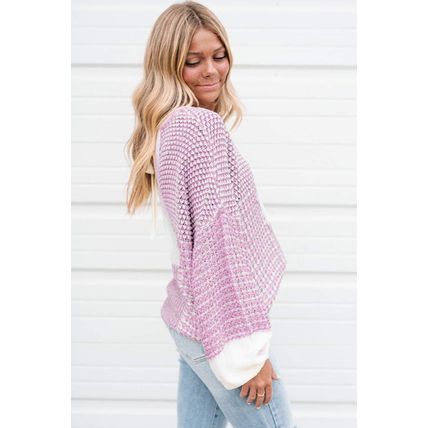 Bonbon Neutral Colorblock Tie Back Sweater