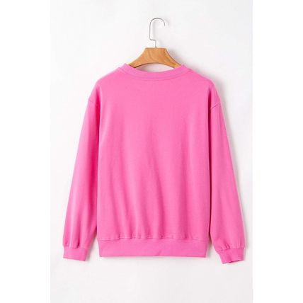 Bonbon Plain Drop Shoulder Crewneck Pullover Sweatshirt