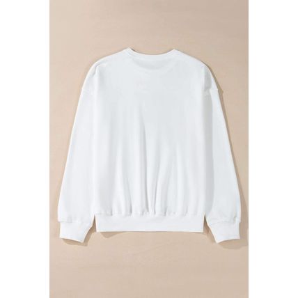 White MERRY Graphic Pullover Sweatshirt