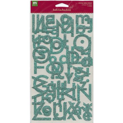 Shimmer Alpha Stickers 1½” & ¾” Hul•la•ba•loo No. 30603 2 sheets 74 Stickers NIP
