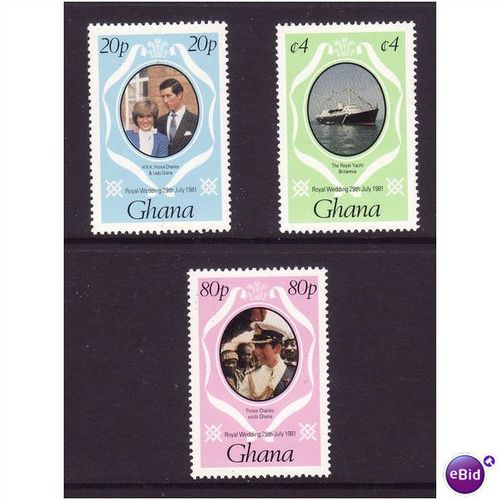 GHANA 1981 ROYAL WEDDING SG 948/950 SET 3 VALS U/M MINT