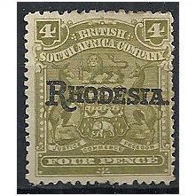 Rhodesia 1909 SG105 4d Olive Mounted Mint . .