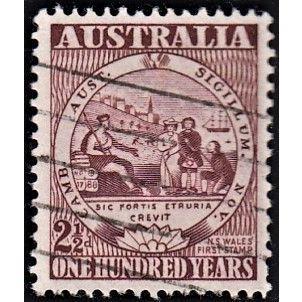 AUSTRALIA, 1950 2.5d First Postage stamps. SG 239 (Scott #228), used