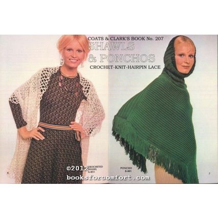 Shawls & Ponchos Crochet-Knit-Hairpin Lace Book No 207 [27480]