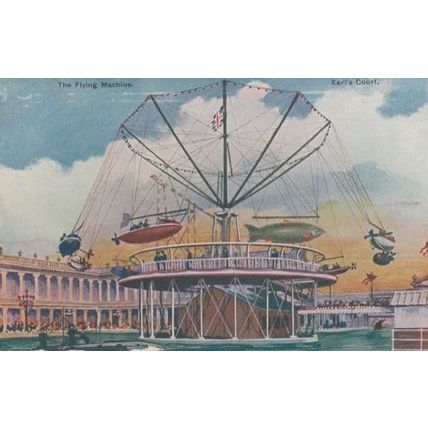 The Flying Machine Earls Court Exhibiion Antique Fairground Ride London Postcard