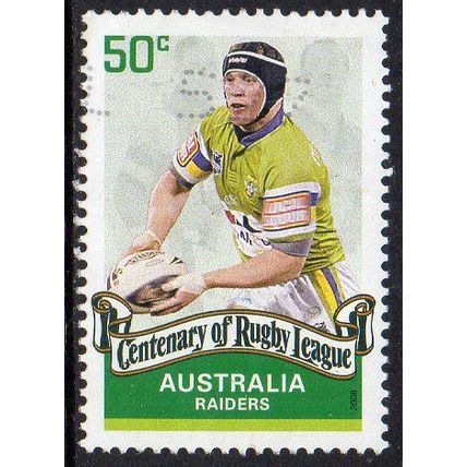 Australia 2008 Centenary of Rugby League - Raiders 50c Sheet Used