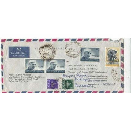 India 1964 Ballygunge-Lustleigh UK Air Mail Cover Ballygunge cancel written VGC