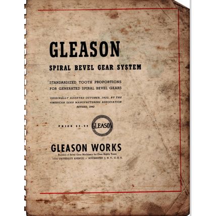 Gleason Spiral Bevel Gear System Tooth Proportions 1942 SDJ007.54D.2M PDF