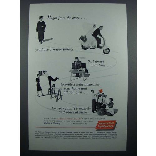 1960 America Fore Insurance Ad - Right From The Start