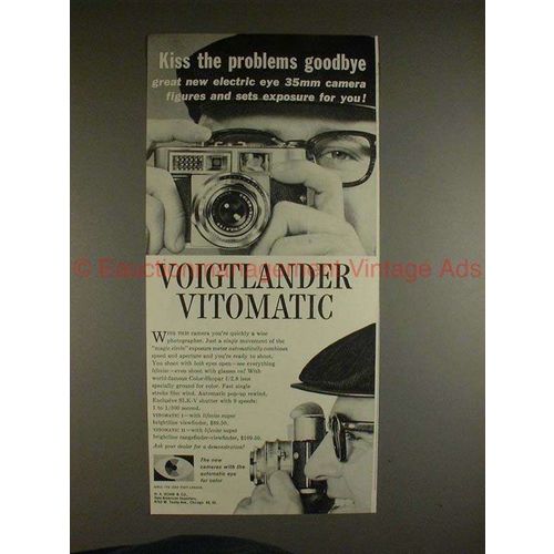 1959 Voigtlander Vitomatic Camera Ad - Kiss Goodbye!