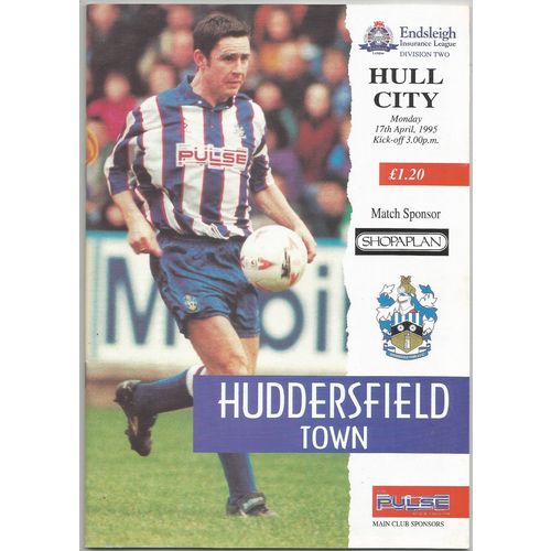1994-95 HUDDERSFIELD TOWN v HULL CITY (Excellent Condition - No Writing)