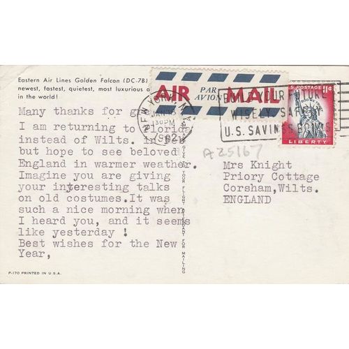Eastern Air Lines Golden Falcen Douglas DC7B Civil Aviation Postcard (A25167)