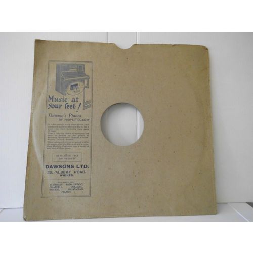 COLUMBIA 12".GRAMOPHONE RECORD CARD SLEEVE... DAWSONS LTD 33 ALBERT ROAD WIDNES