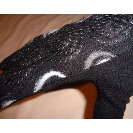 Womens Gloves Black Wool Blend Texture Pattern Artistic EUC