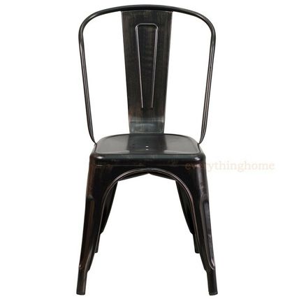 Tolix Antique Black Gold Metal Dining Chair Commercial Quality 1-4 Unit Discount